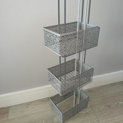 Dunnes Stores 3-Tier Metal Storage Caddy with Decorative Baskets in Grey