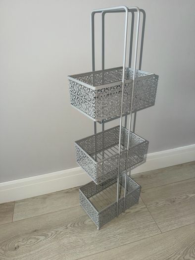 Dunnes Stores 3-Tier Metal Storage Caddy with Decorative Baskets in Grey