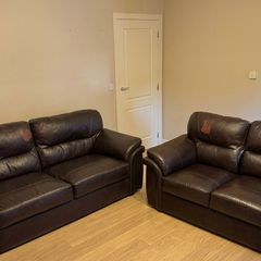 2 Brown Leather Couches