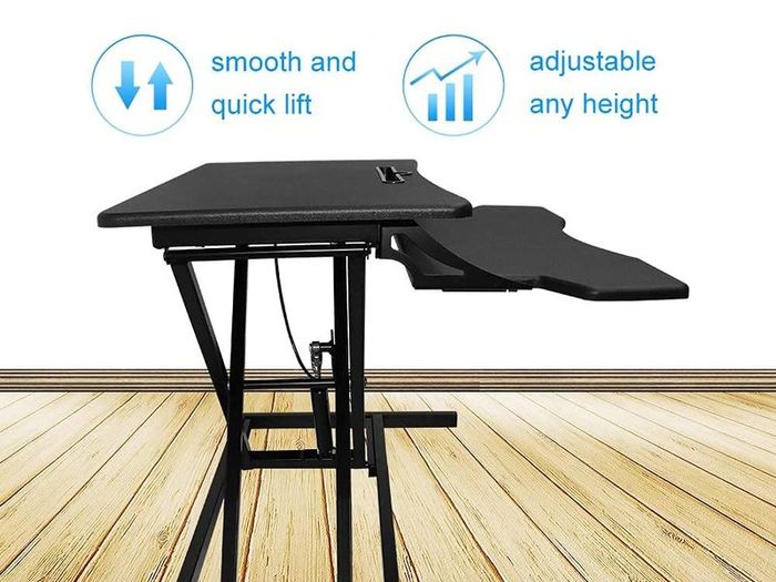_Sit-Stand Desk, Height Adjustable, Computer Desk, Manual Height Adjustable Rack, Suitable for All Standard Desktops, Ideal for Offices, with Keyboard Tray, Installation Free