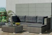 5 Piece Garden Lounge Set with Cushions Poly Rattan Grey (FREE SHIPPING)