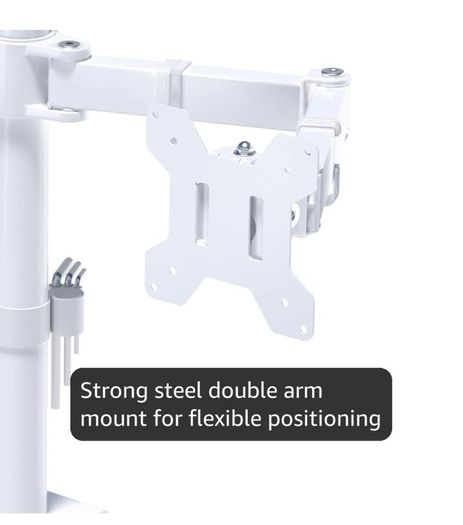 Dual Monitor Arm Desk Mount, Adjustable for 13/27 Inch  Screens, VESA 75x75/100x100, Full Motion Tilt, 360 Rotation, Height Adjustable, Max 10kg per Arm, Easy Install, White