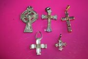 Collection of 5 Crosses Jesus Christian Onyx Zirconia Others 5cm , 3,5cm