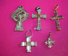 Collection of 5 Crosses Jesus Christian Onyx Zirconia Others 5cm , 3,5cm