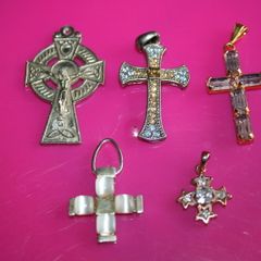 Collection of 5 Crosses Jesus Christian Onyx Zirconia Others 5cm , 3,5cm