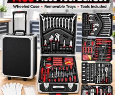 XXL 1400 Piece Filled Tool Box Trolley with Wheels and Tools Included