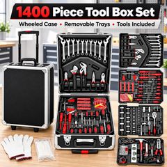 XXL 1400 Piece Filled Tool Box Trolley with Wheels and Tools Included