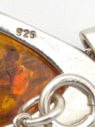 Vintage 925 Sterling Silver & Natural Baltic Amber Necklace