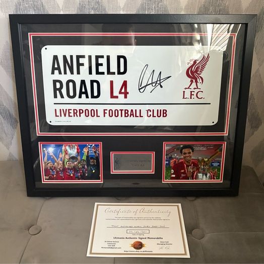 Liverpool signed and framed street sign by Trent Alexander Arnold