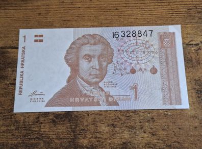 Croatia, 1 Dinar 1991 banknote, uncirculated - free standard postage