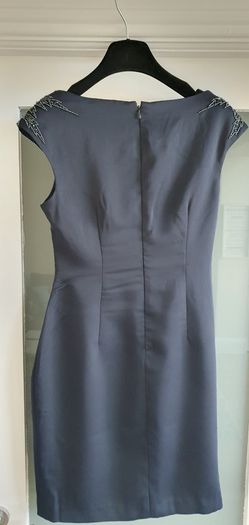 Adrianna Papell navy embellished rushed dress Sz 12UK - Rrp 125 (New)