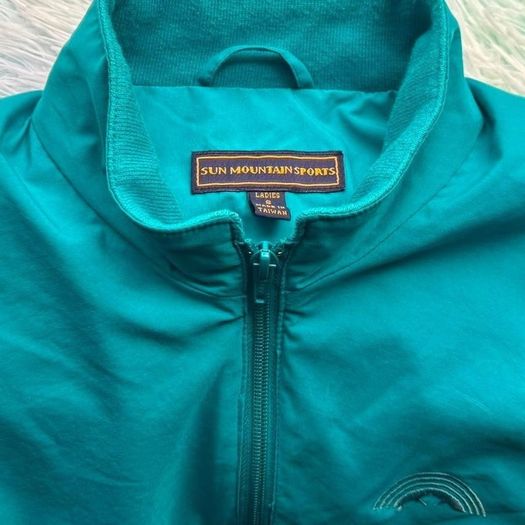 90s Sun Mountain Sports Teal & Blue Plaid Quarter Zip Pullover Jacket Size S Relaxed Fit
