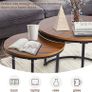 Round Coffee Table, Removable Set of 2 Side Table, Modern Nesting Table with Metal Frame Legs and Wooden Accent Top for Living Room, Bedroom, Office, Balcony, Industrial Image 5