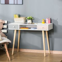 Kids Wooden Study Table Writing Desk with Drawer Ergonomic 39 x 19 x 30 White and Pink