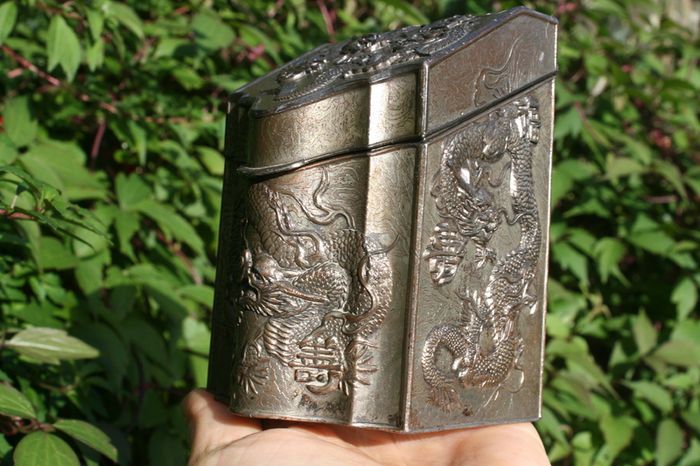 Vintage Chinese Decorative Box H-4" 3" x 3"