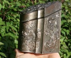 Vintage Chinese Decorative Box H-4" 3" x 3"