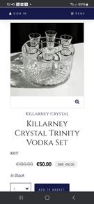 Killarney Crystal Trinity Collection Vodka set