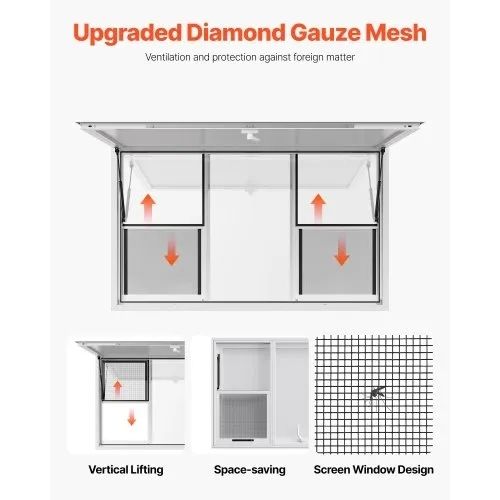 Concession Window 152x92 cm, Aluminum Alloy Service Window for Food Truck, Up to 85 Degrees Stand Serving Window with 6 Sliding Windows