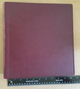 Three (two blue and one wine colour) FG Warwick Stamp Album  with over 49 pages inc stamp mounts.