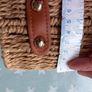 Faux Prada wicker/paper and PU leather shoulder bag Image 5
