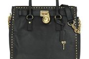 Michael Kors Black Leather Gold Chain Tote Bag