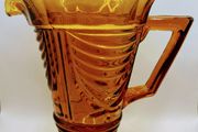 Large 1930s Art Deco Glass Amber Jug