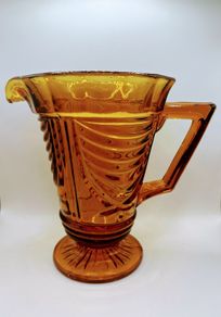 Large 1930s Art Deco Glass Amber Jug