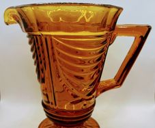 Large 1930s Art Deco Glass Amber Jug
