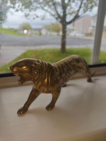 Vintage Brass Tiger Figurine heavy solid brass animal statue