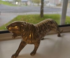 Vintage Brass Tiger Figurine heavy solid brass animal statue