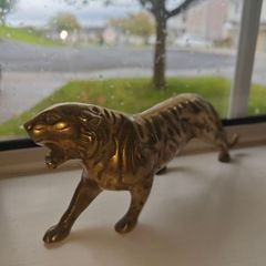 Vintage Brass Tiger Figurine heavy solid brass animal statue