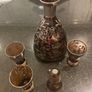Amethyst Silver Decorated Decanter VINTAGE    With Three Matching Glasses Image 4