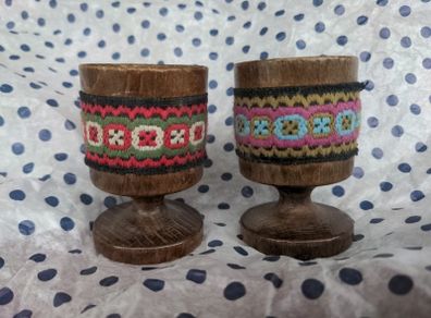 Two wooden egg holders