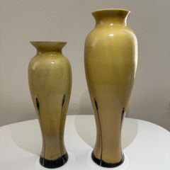 Pair of Caithness Glass (Ebony and Sand) Art Glass Vases with Original Labels