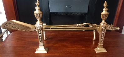 Antique brass fireside set.