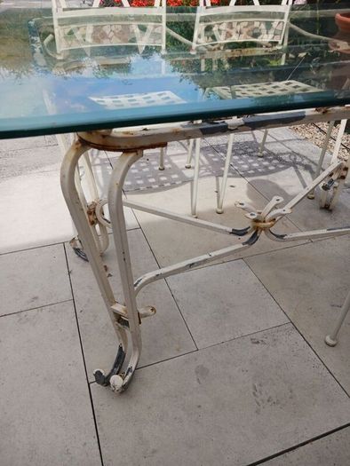 Garden table, 4 chairs, cast iron