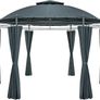 Gazebo Diameter 350 cm Water-Repellent Metal Garden Stable Robust Side Walls Garden Gazebo Luxury Tent Beige Image 8