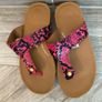 FitFlop iQushion Hot Pink Snakeskin Leather Toe-Post Sandals Studded - Size UK4 Image 4
