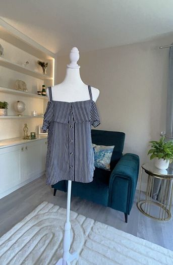 Brand-new Navy & White Stripped Cold Shoulder Ladies Top from Dunnes Stores