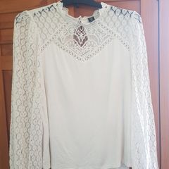White Decorative Top Long Sleeves