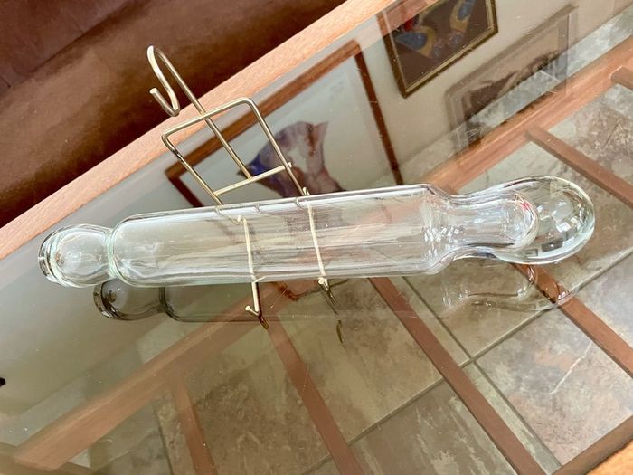 Vintage Closed Hollow Glass Pastry Rolling Pin 1920s to 1950s