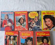 The People's Friend Annuals 1980s X 6. Plus I X My Weekly 1987 Annual.  All Hardback In Good Condition.  See Photos For Same.