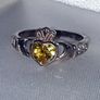 Vintage Sterling Silver Topaz Claddagh Ring Image 2