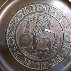 Copper plate wall decoration Mexican warrior decor ceramic  clay