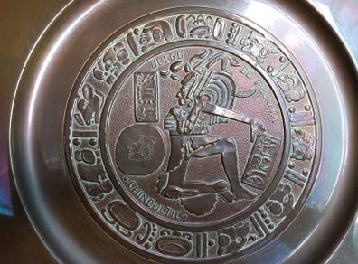 Copper plate wall decoration Mexican warrior decor ceramic  clay