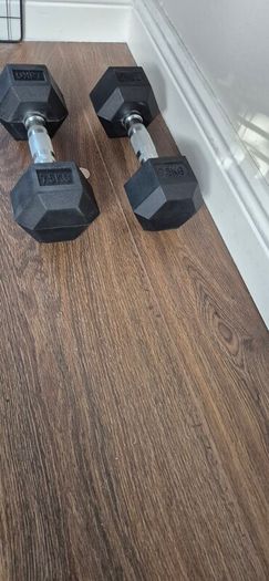 2 sets of used hexagonal dumbbells
