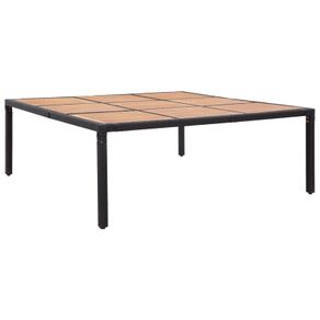 Garden Table Black 200x200x74 cm Poly Rattan and Acacia Wood