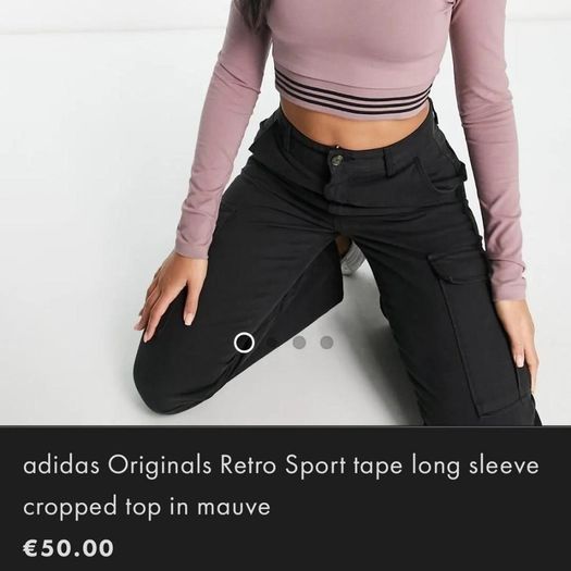 Adidas Originals Retro Sport Tape Long Sleeve Cropped Top