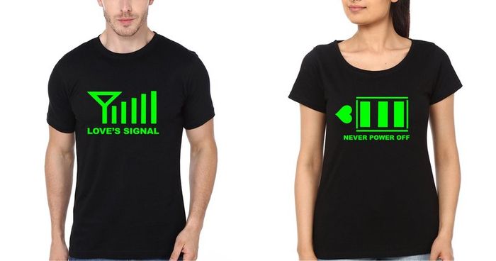 Love Power And Signal Couple T-shirts Great Gift Present For Valentines Day Idea