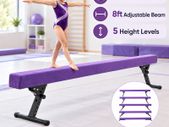 Adjustable Gymnastics Balance Beam for Kids 8ft Purple